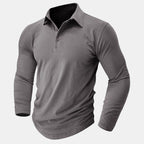 Claus | Men's Long-Sleeve Polo Shirt, Modern Polo Shirt | My Sweet Wardrobe | Grey