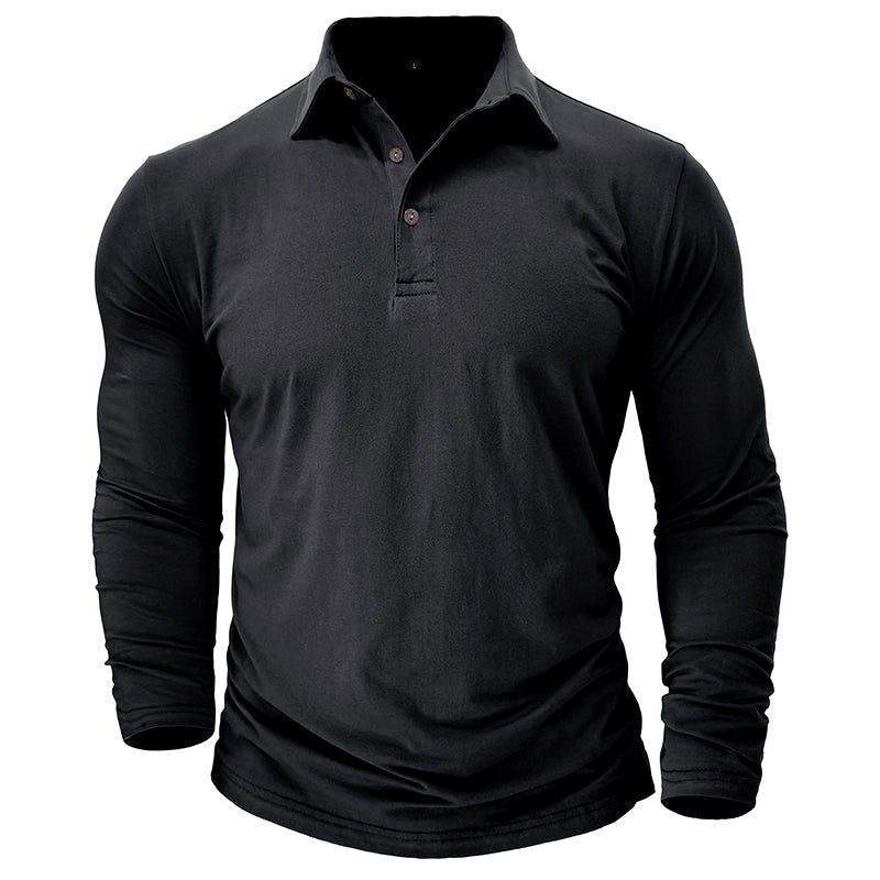 Claus | Men's Long-Sleeve Polo Shirt, Modern Polo Shirt | My Sweet Wardrobe | Navy Blue