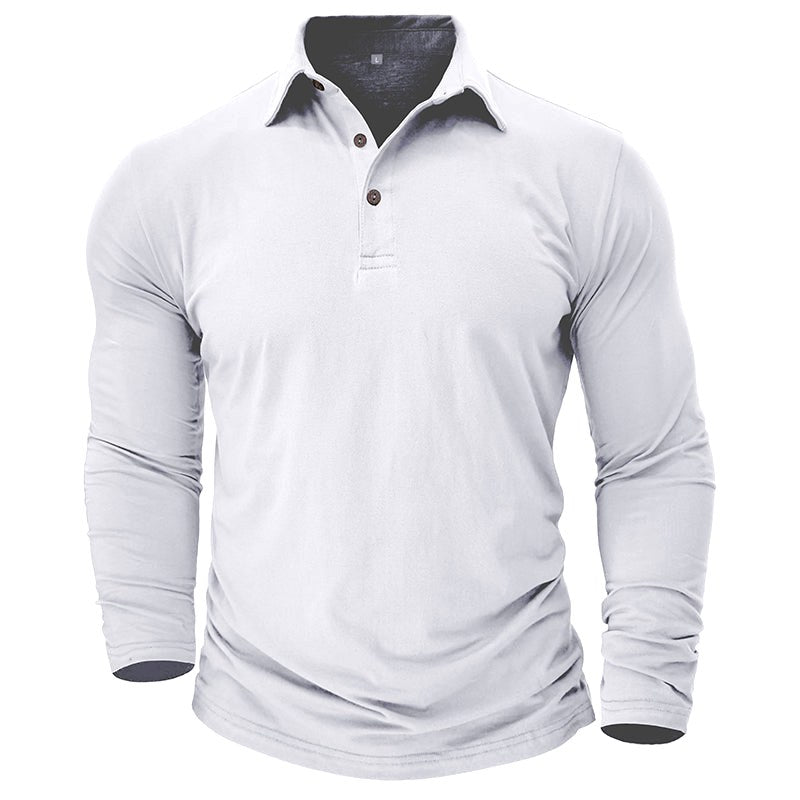 Claus | Men's Long-Sleeve Polo Shirt, Modern Polo Shirt | My Sweet Wardrobe | Military Green
