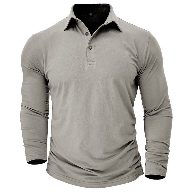 Claus | Men's Long-Sleeve Polo Shirt, Modern Polo Shirt | My Sweet Wardrobe | Military Green
