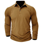 Claus | Men's Long-Sleeve Polo Shirt, Modern Polo Shirt | My Sweet Wardrobe | Black