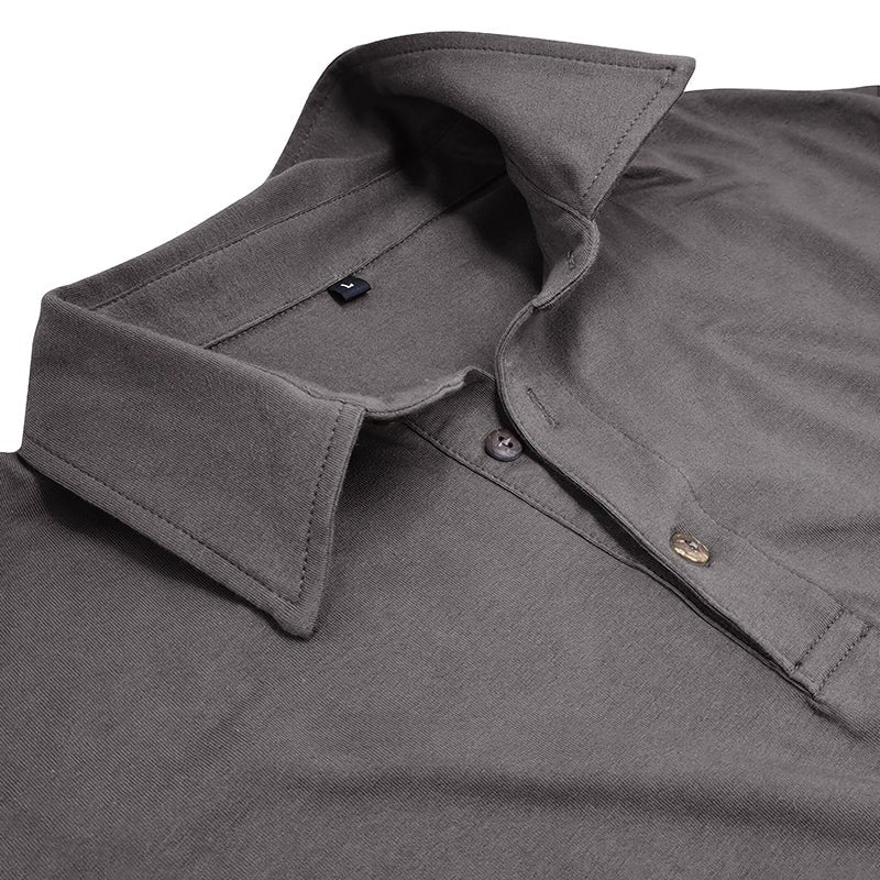 Claus | Men's Long-Sleeve Polo Shirt, Modern Polo Shirt | My Sweet Wardrobe | Black