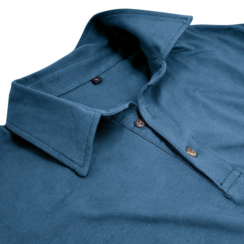 Claus | Men's Long-Sleeve Polo Shirt, Modern Polo Shirt | My Sweet Wardrobe | Black