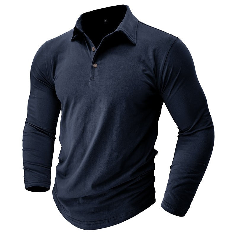 Claus | Men's Long-Sleeve Polo Shirt, Modern Polo Shirt | My Sweet Wardrobe | Grey