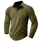 Claus | Men's Long-Sleeve Polo Shirt, Modern Polo Shirt | My Sweet Wardrobe | Grey