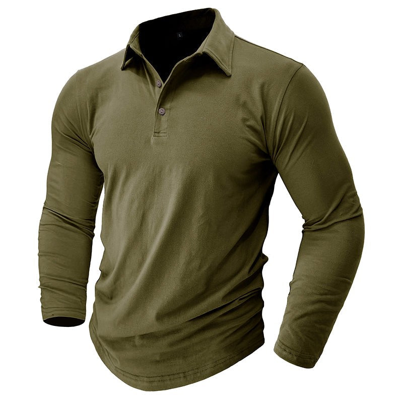Claus | Men's Long-Sleeve Polo Shirt, Modern Polo Shirt | My Sweet Wardrobe | Grey