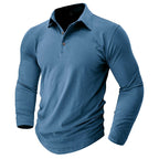 Claus | Men's Long-Sleeve Polo Shirt, Modern Polo Shirt | My Sweet Wardrobe | Grey