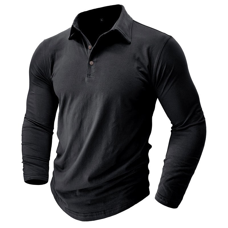 Claus | Men's Long-Sleeve Polo Shirt, Modern Polo Shirt | My Sweet Wardrobe | Grey