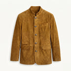 Clayton | Men's Single-Breasted Suede Blazer Jacket, Casual Smart Coat | My Sweet Wardrobe | Khaki