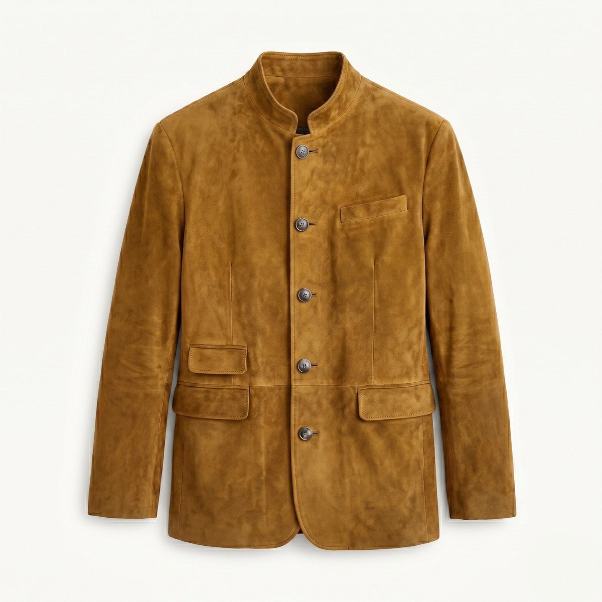 Clayton | Men's Single-Breasted Suede Blazer Jacket, Casual Smart Coat | My Sweet Wardrobe | Khaki