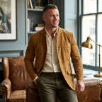 Clayton | Men's Single-Breasted Suede Blazer Jacket, Casual Smart Coat | My Sweet Wardrobe