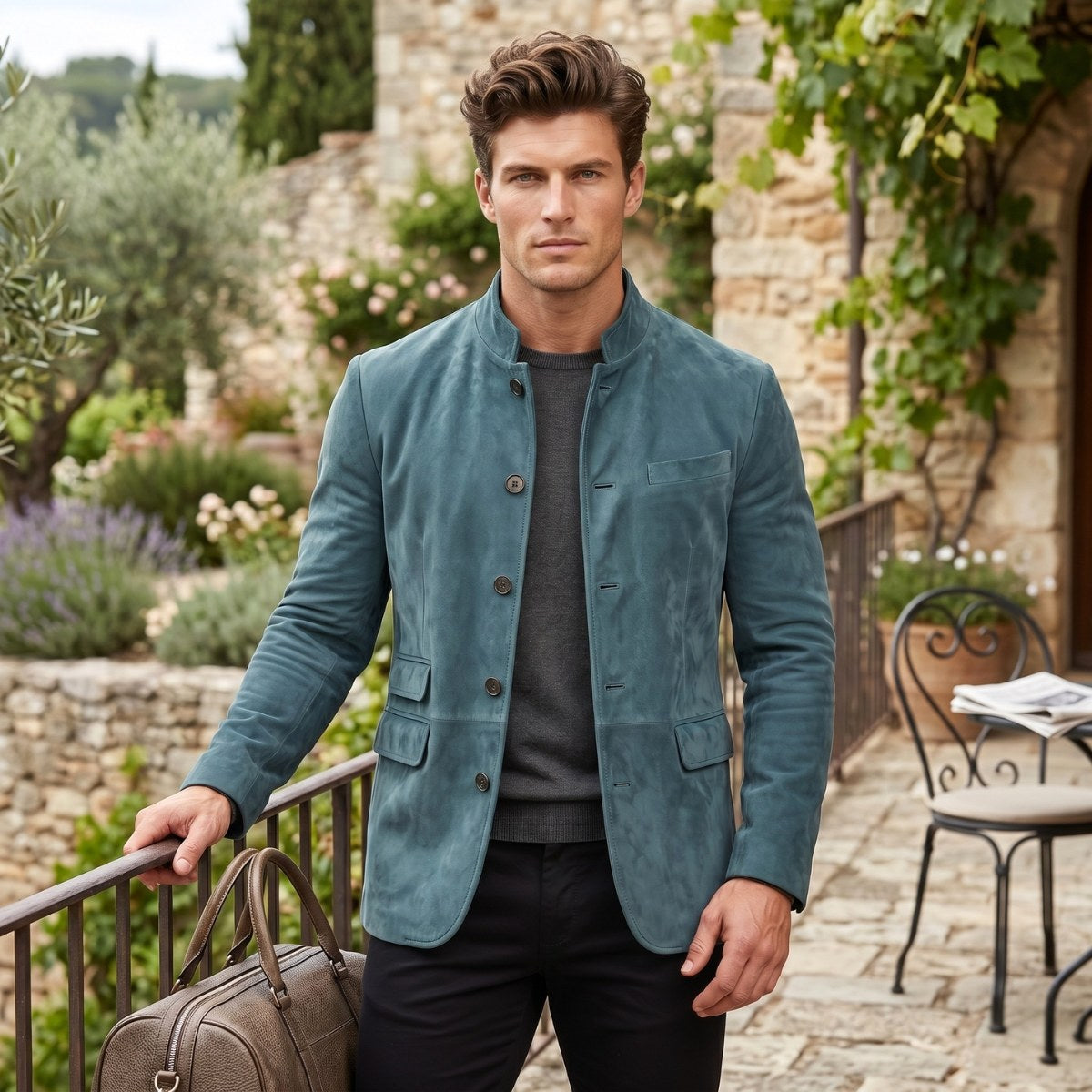 Clayton | Men's Single-Breasted Suede Blazer Jacket, Casual Smart Coat | My Sweet Wardrobe