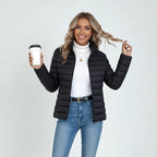 Clemence | Women's Lightweight Quilted Jacket, Slim-Fit Zip Jacket | My Sweet Wardrobe | Silver grey