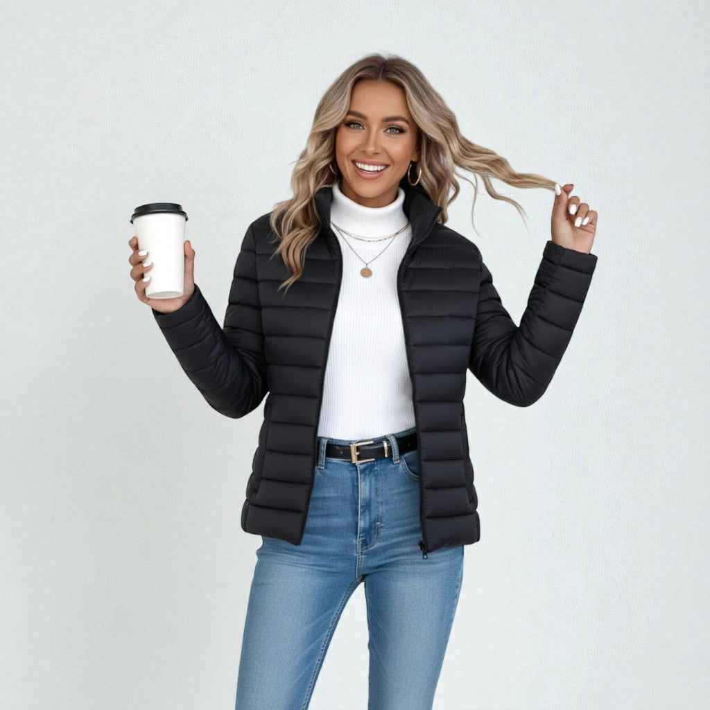Clemence | Women's Lightweight Quilted Jacket, Slim-Fit Zip Jacket | My Sweet Wardrobe | Silver grey