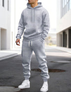 Clive | Men's Hooded Loungewear Set with Joggers, Comfortable Two-Piece Set | My Sweet Wardrobe | Grijs