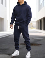 Clive | Men's Hooded Loungewear Set with Joggers, Comfortable Two-Piece Set | My Sweet Wardrobe | Donkerblauw