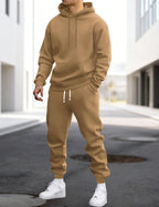 Clive | Men's Hooded Loungewear Set with Joggers, Comfortable Two-Piece Set | My Sweet Wardrobe | Khaki