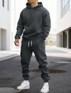 Clive | Men's Hooded Loungewear Set with Joggers, Comfortable Two-Piece Set | My Sweet Wardrobe | Donkergrijs