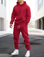 Clive | Men's Hooded Loungewear Set with Joggers, Comfortable Two-Piece Set | My Sweet Wardrobe | Rood