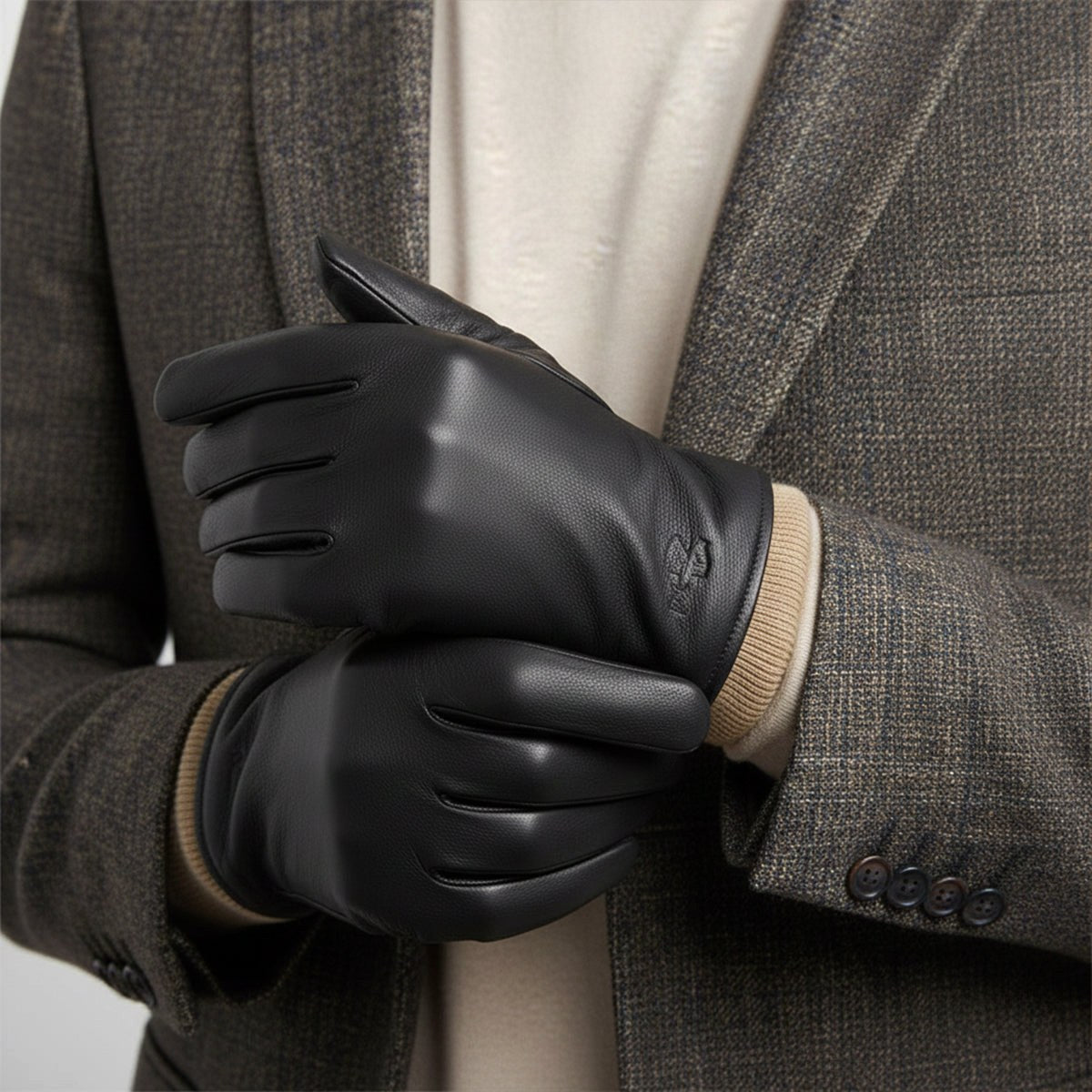 Cody | Men's Faux Leather Winter Driving Gloves, Wool-Lined Warm Gloves | Dressific | Brown