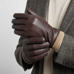 Cody | Men's Faux Leather Winter Driving Gloves, Wool-Lined Warm Gloves | Dressific