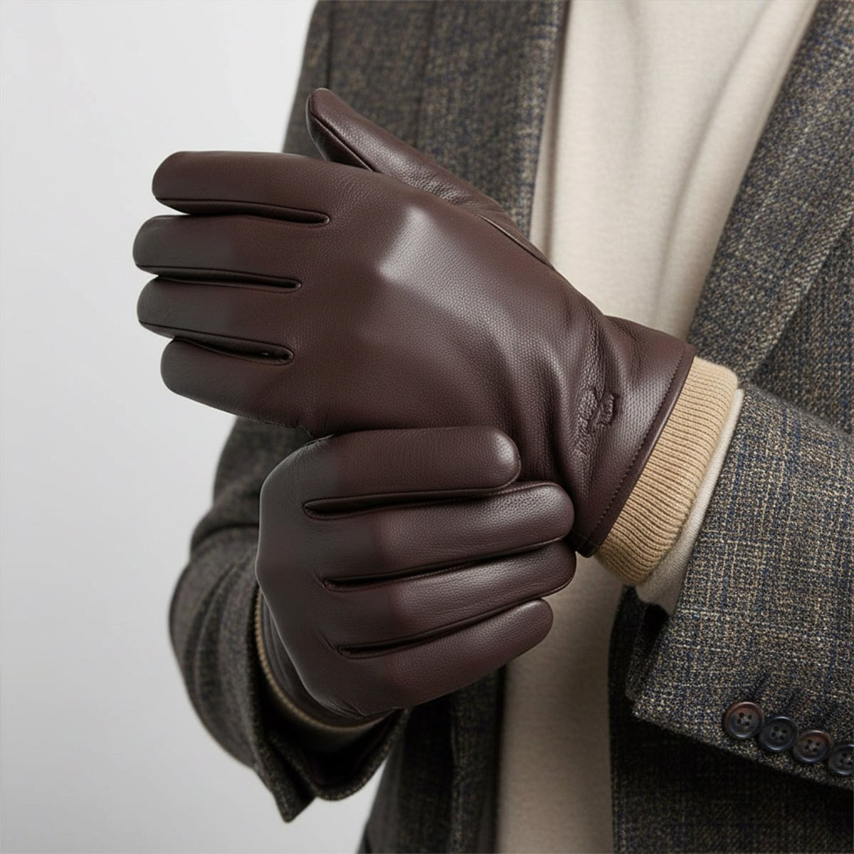 Cody | Men's Faux Leather Winter Driving Gloves, Wool-Lined Warm Gloves | Dressific