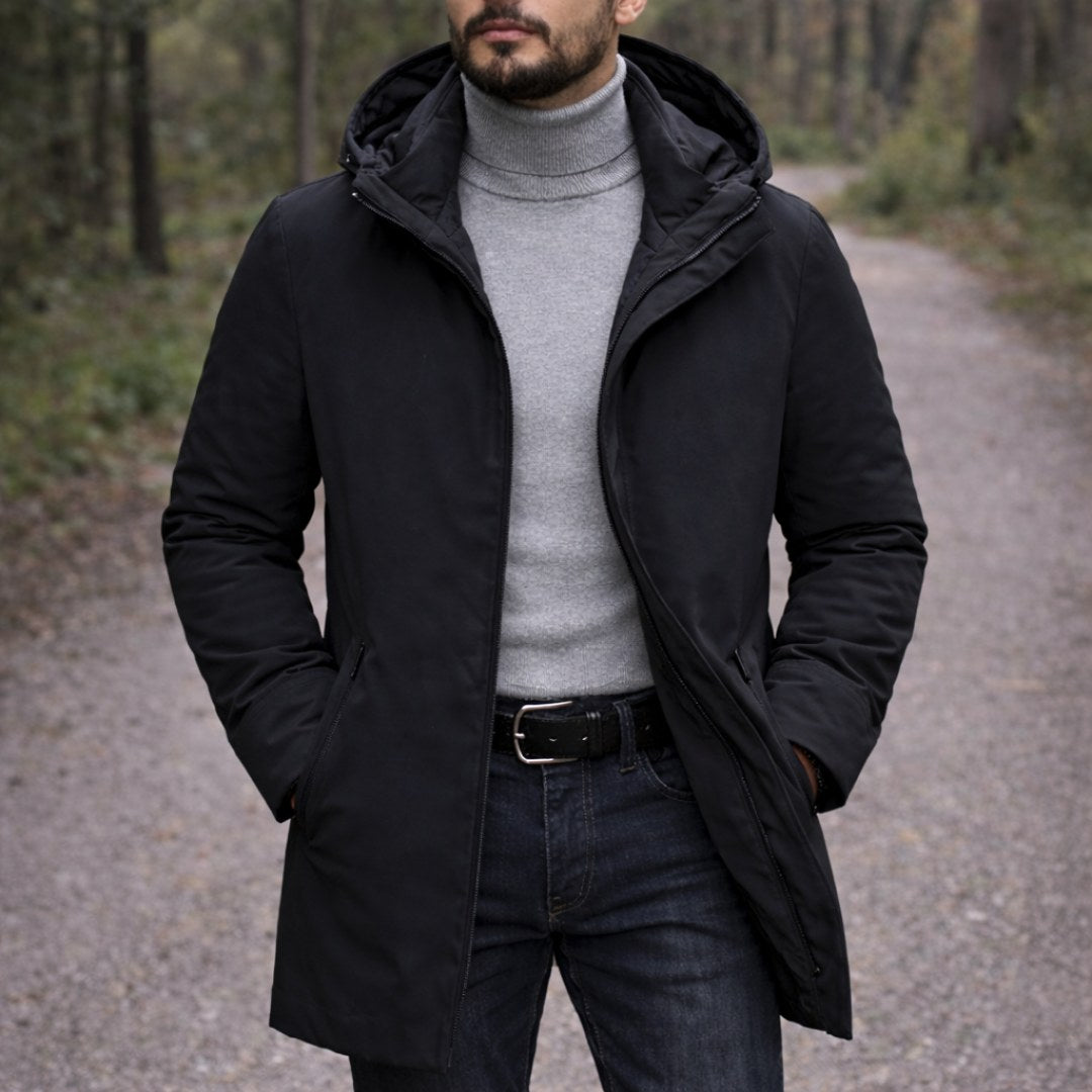 Cody | Men's Hooded Winter Coat, Weather-Resistant Autumn Coat | My Sweet Wardrobe | Black