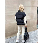 Colette | Women's Sleeveless Quilted Puffer Vest, Stand Collar Gilet | My Sweet Wardrobe | Green