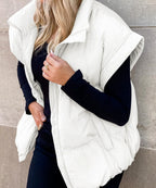 Colette | Women's Sleeveless Quilted Puffer Vest, Stand Collar Gilet | My Sweet Wardrobe | Black