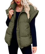 Colette | Women's Sleeveless Quilted Puffer Vest, Stand Collar Gilet | My Sweet Wardrobe