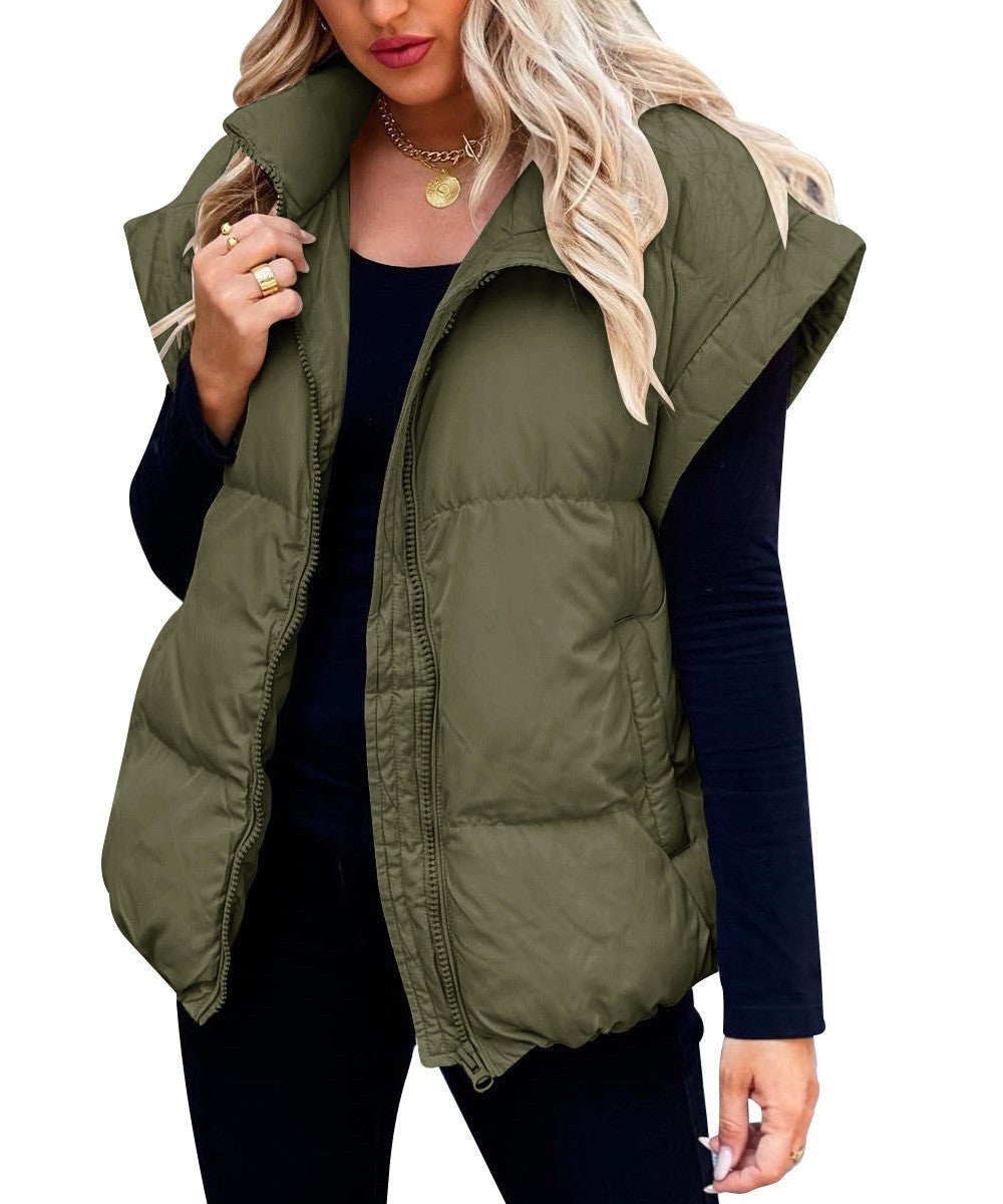 Colette | Women's Sleeveless Quilted Puffer Vest, Stand Collar Gilet | My Sweet Wardrobe