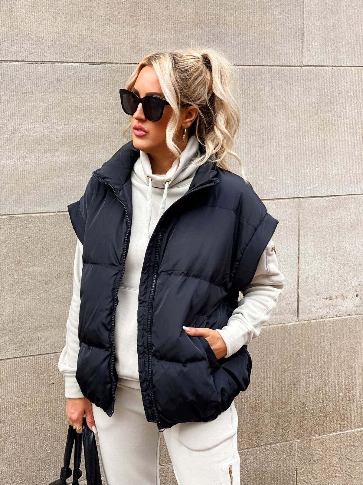 Colette | Women's Sleeveless Quilted Puffer Vest, Stand Collar Gilet | My Sweet Wardrobe