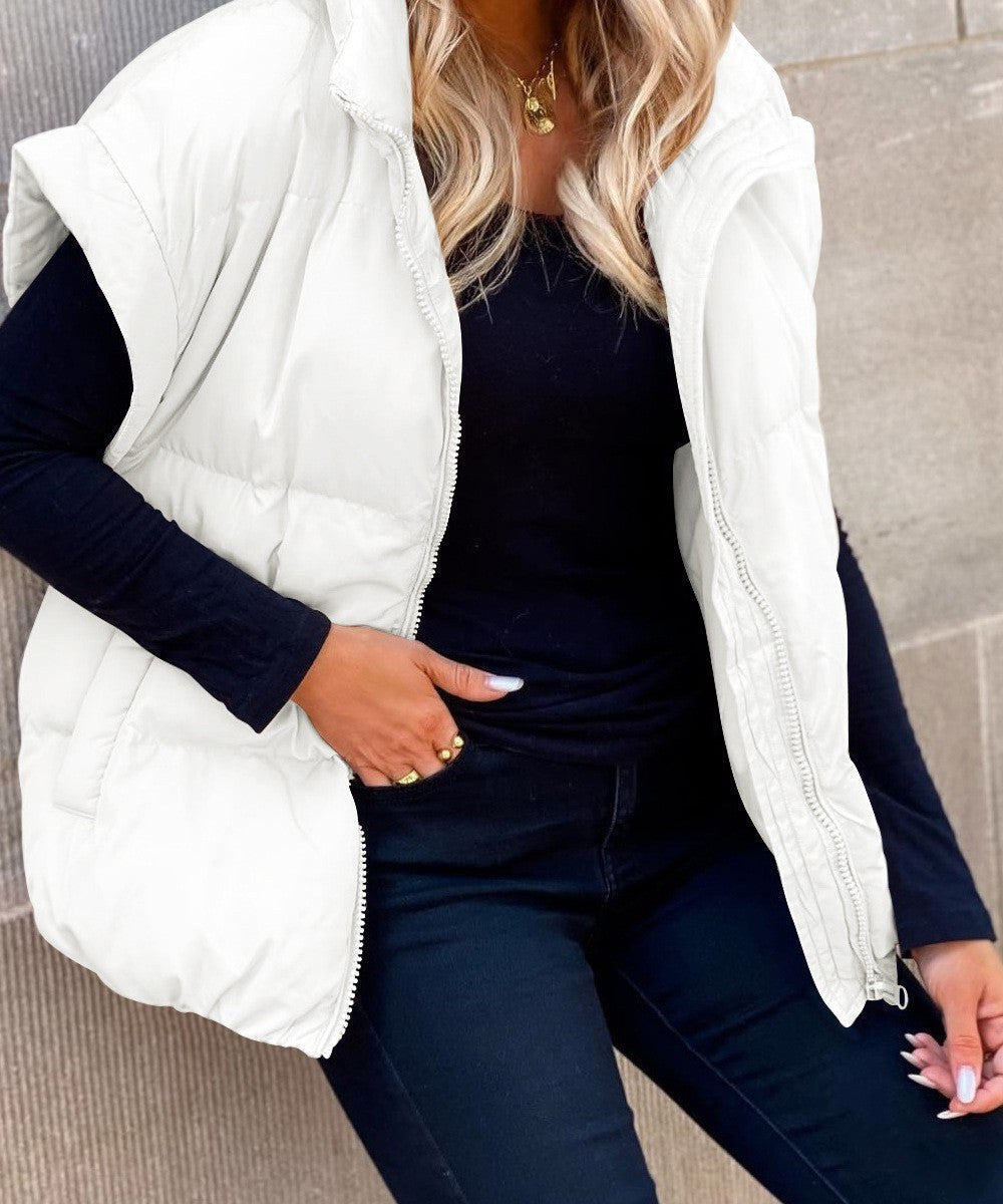 Colette | Women's Sleeveless Quilted Puffer Vest, Stand Collar Gilet | My Sweet Wardrobe