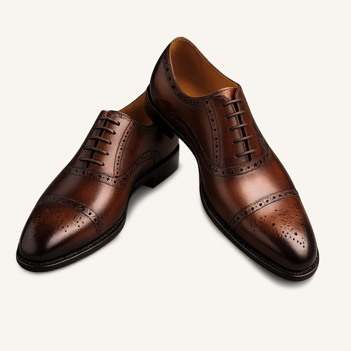 Colin | Men's Leather Brogue Dress Shoes, Formal Cowhide Loafers | Dressific | Brown