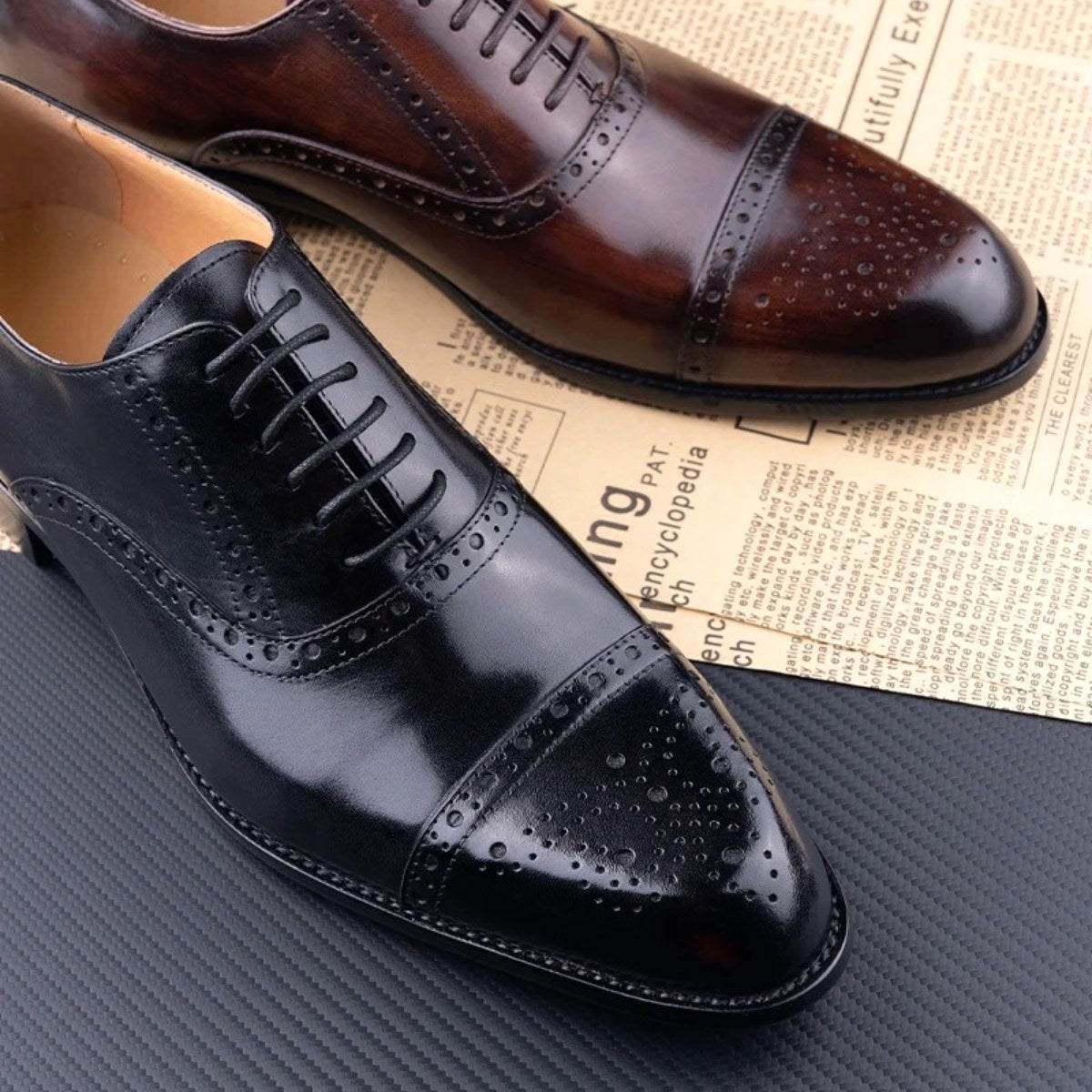 Colin | Men's Leather Brogue Dress Shoes, Formal Cowhide Loafers | Dressific