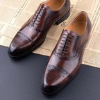 Colin | Men's Leather Brogue Dress Shoes, Formal Cowhide Loafers | Dressific