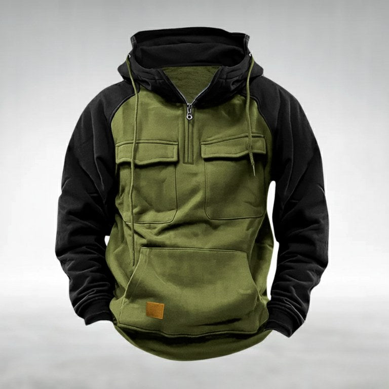 Colin | Men's Thick Cotton-Blend Hoodie, Warm Utility Hoodie | My Sweet Wardrobe | Green