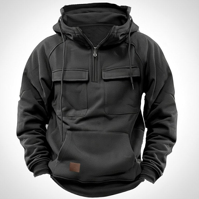 Colin | Men's Thick Cotton-Blend Hoodie, Warm Utility Hoodie | My Sweet Wardrobe | Khaki