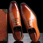 Connor | Men's Formal Lace-Up Dress Shoes, Rounded Toe Loafers | Dressific | Brown