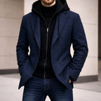 Connor | Men's Tailored Double-Layer Coat, Structured Wool-Blend Coat | My Sweet Wardrobe | Navy Blue