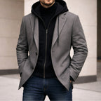 Connor | Men's Tailored Double-Layer Coat, Structured Wool-Blend Coat | My Sweet Wardrobe | Grey