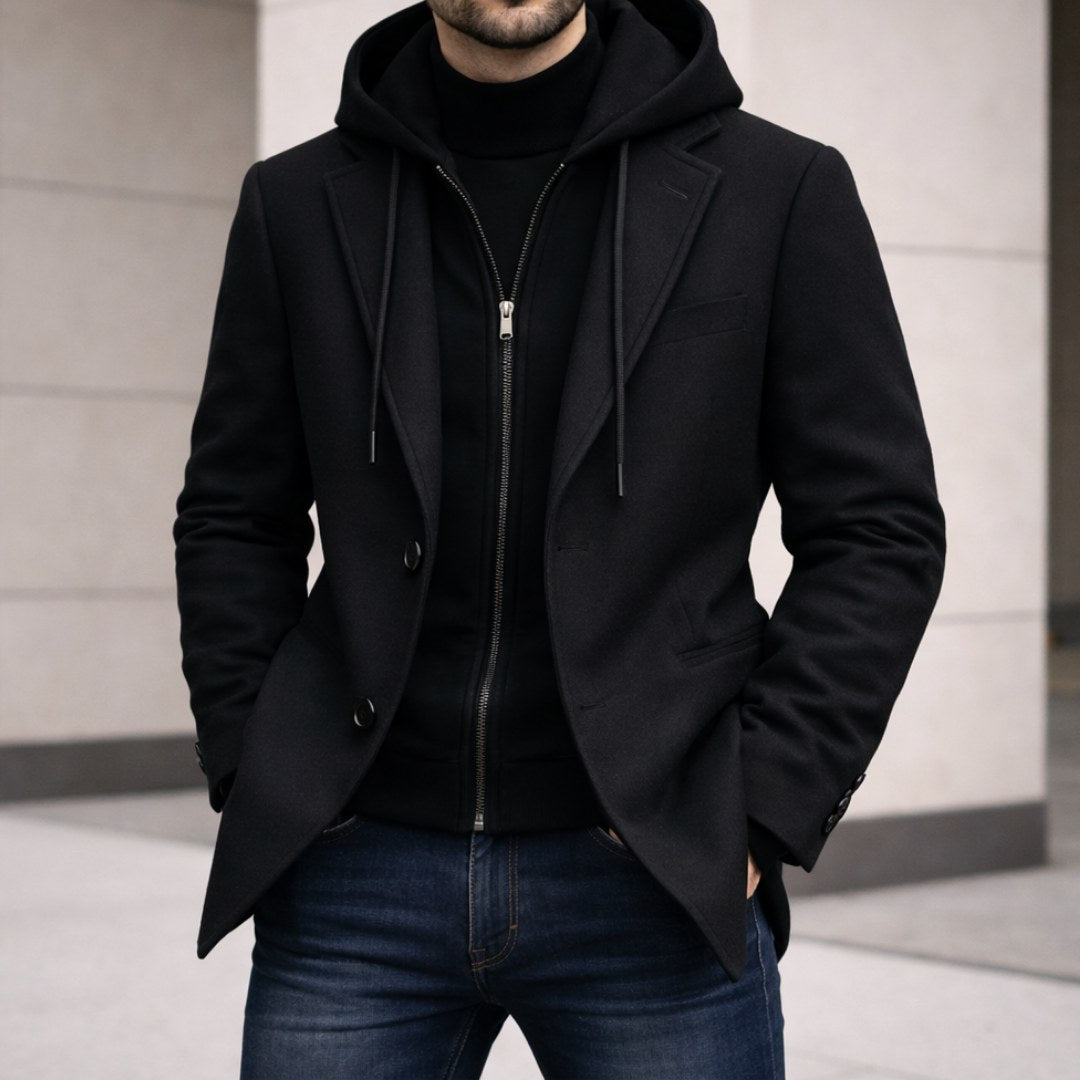 Connor | Men's Tailored Double-Layer Coat, Structured Wool-Blend Coat | My Sweet Wardrobe | Camel