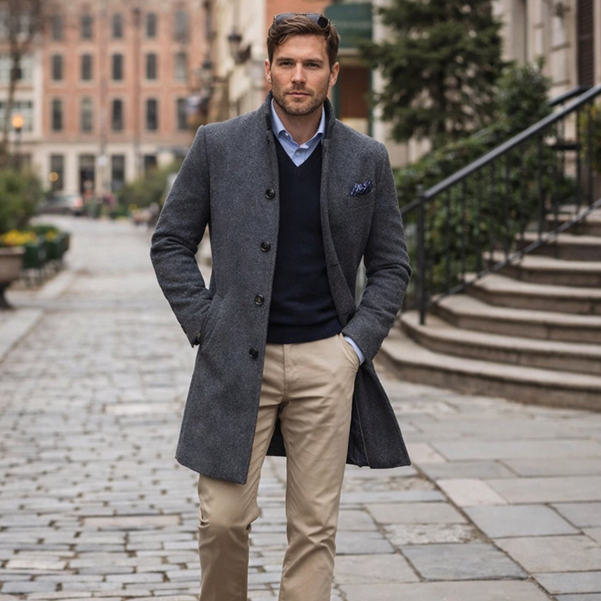 Cooper | Men's Wool Blend Single Breasted Trench Coat, Tailored Autumn Coat | My Sweet Wardrobe