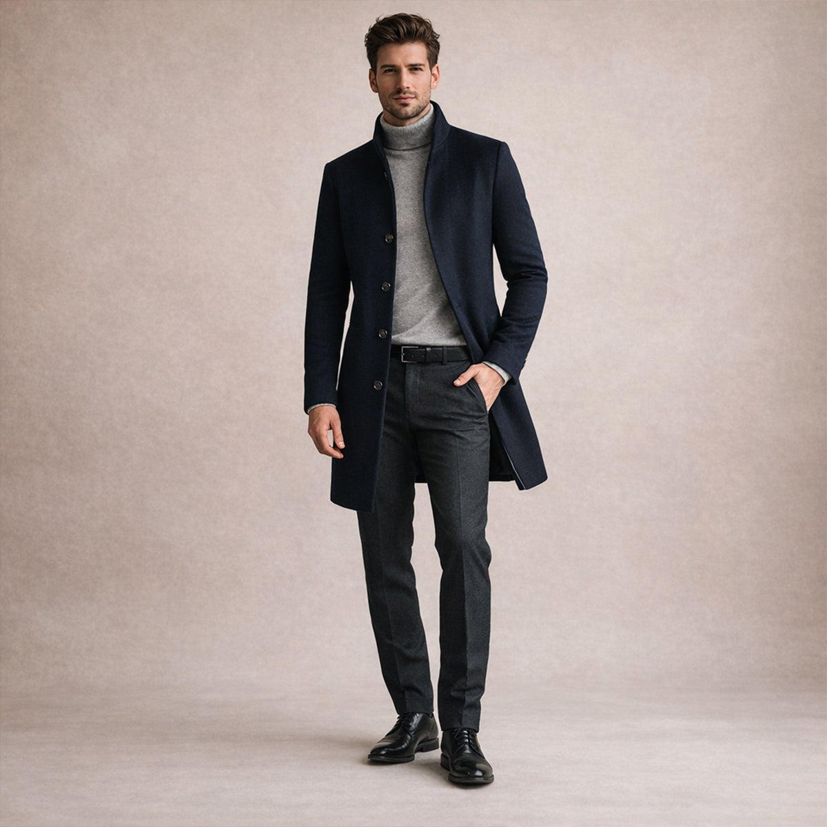 Cooper | Men's Wool Blend Single Breasted Trench Coat, Tailored Autumn Coat | My Sweet Wardrobe