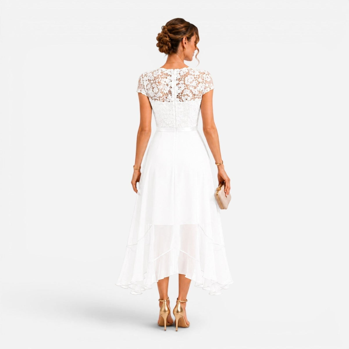 Élodie | Women's Lace Midi Dress, Burgundy V-Neck Occasion Dress | My Sweet Wardrobe