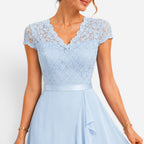 Élodie | Women's Lace Midi Dress, Burgundy V-Neck Occasion Dress | My Sweet Wardrobe