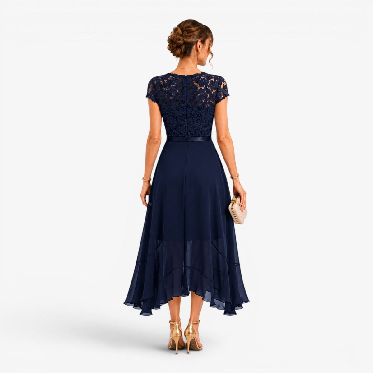 Élodie | Women's Lace Midi Dress, Burgundy V-Neck Occasion Dress | My Sweet Wardrobe