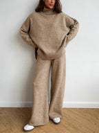 Corinne | Women's Oversized Two-Piece Set, Wide-Leg Turtleneck Lounge Set | My Sweet Wardrobe