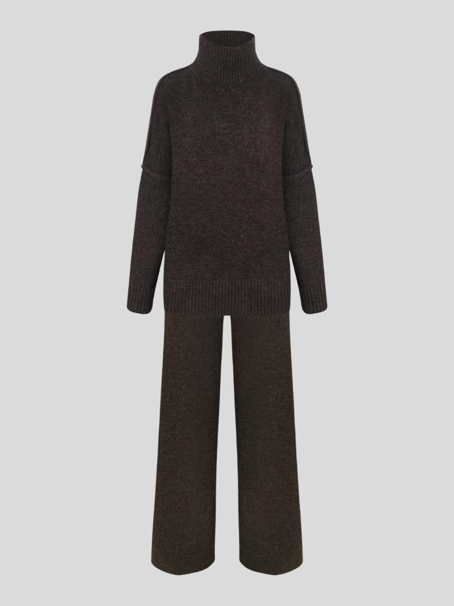 Corinne | Women's Oversized Two-Piece Set, Wide-Leg Turtleneck Lounge Set | My Sweet Wardrobe
