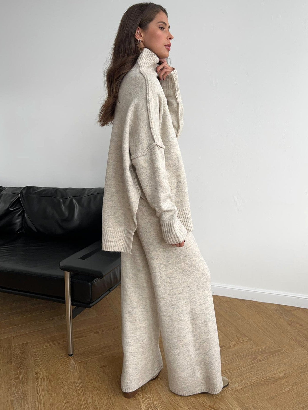 Corinne | Women's Oversized Two-Piece Set, Wide-Leg Turtleneck Lounge Set | My Sweet Wardrobe